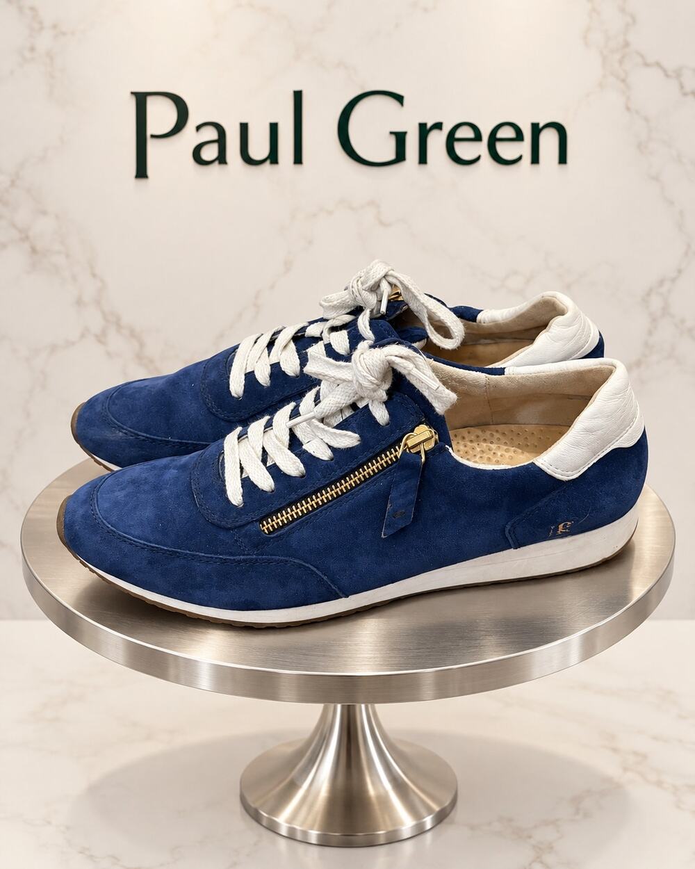 Paul Green 5310 Navy Suede Leather Side Zip Sneakers UK 7 US 9.5
